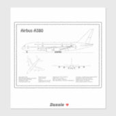 エアバスa380 – 飛行機の設計図スケッチ計画BD シール (シート)
