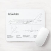 エアバスa380 – 飛行機の設計図スケッチ計画BD マウスパッド (マウス)