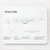 エアバスa380 – 飛行機の設計図スケッチ計画BD マウスパッド (正面)