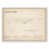 エアバスa380 – 飛行機の設計図スケッチ計画SD シール (正面)