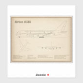 エアバスa380 – 飛行機の設計図スケッチ計画SD シール (シート)