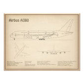 エアバスa380 – 飛行機の設計図スケッチ計画SD フォトプリント (正面)