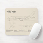 エアバスa380 – 飛行機の設計図スケッチ計画SD マウスパッド (マウス)