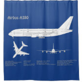 エアバスa380 – 飛行機設計図スケッチ計画ABD シャワーカーテン (正面)