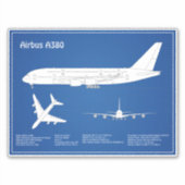 エアバスa380 – 飛行機設計図スケッチ計画ABD シール (正面)