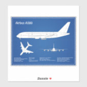 エアバスa380 – 飛行機設計図スケッチ計画ABD シール (シート)