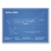 エアバスa380 – 飛行機設計図スケッチ計画AD シール (正面)