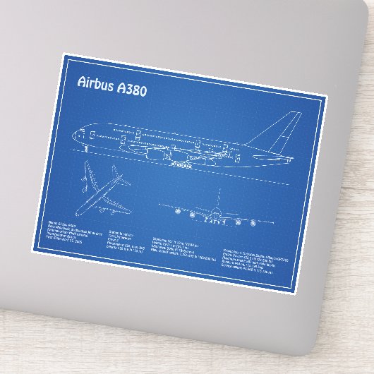 エアバスa380 – 飛行機設計図スケッチ計画AD シール (詳細)