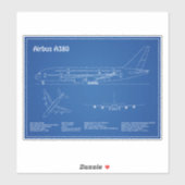 エアバスa380 – 飛行機設計図スケッチ計画AD シール (シート)