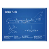 エアバスa380 – 飛行機設計図スケッチ計画AD フォトプリント (正面)