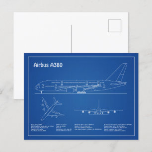 エアバスa380 – 飛行機設計図スケッチ計画AD ポストカード