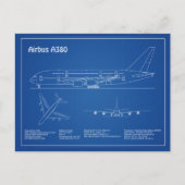 エアバスa380 – 飛行機設計図スケッチ計画AD ポストカード (正面)