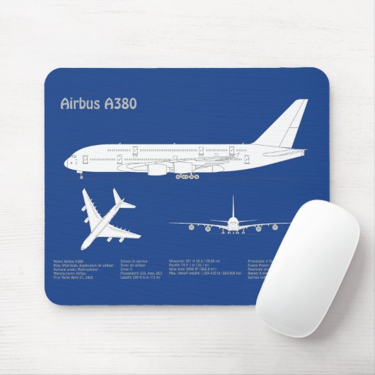 エアバスa380 – 飛行機設計図スケッチ計画AD マウスパッド (マウス)