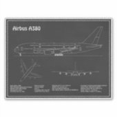エアバスa380 – 飛行機設計図スケッチ計画PD シール (正面)