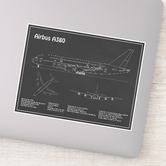 エアバスa380 – 飛行機設計図スケッチ計画PD シール (詳細)