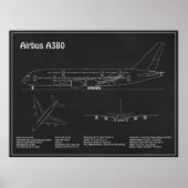 エアバスa380 – 飛行機設計図スケッチ計画PD ポスター (正面)