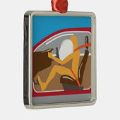 エアバッグのシートベルトの仕事 メタルオーナメント (右)