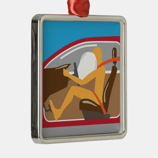 エアバッグのシートベルトの仕事 メタルオーナメント (右)