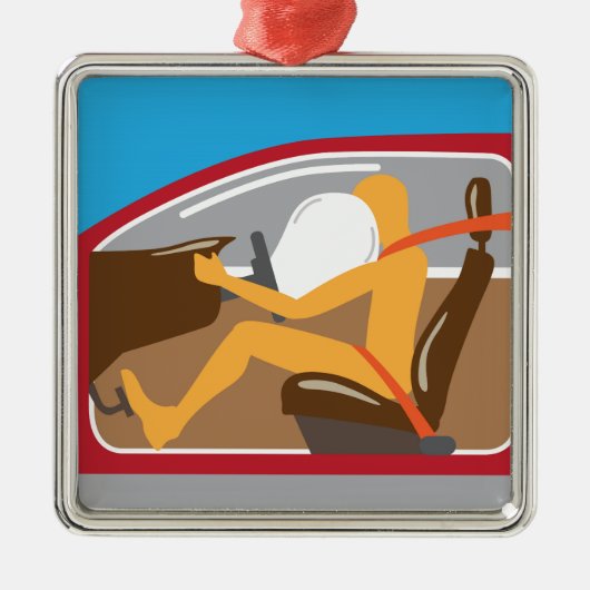 エアバッグのシートベルトの仕事 メタルオーナメント (正面)