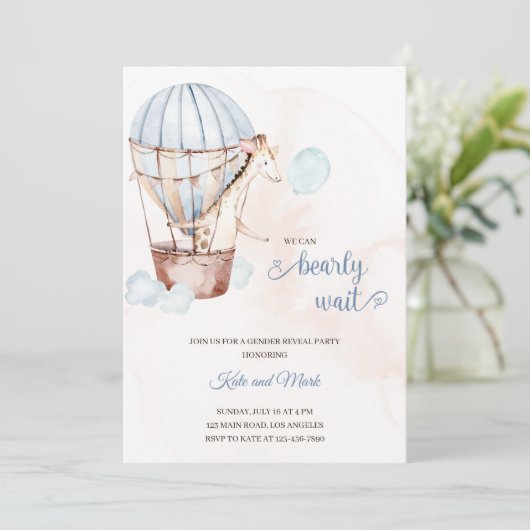 エアバルーンの水彩黄金の性別を明らかにする 招待状 (スタンド正面)
