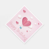 エアバルーンハートピンクロマンチックハッピーバースデー スタンダードランチョンナプキン (角)