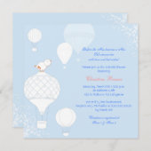 エアバルーンバードスカイブルーブライダルシャワー 招待状 (正面/裏面)