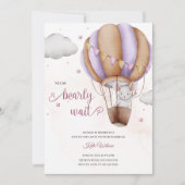 エアバルーンベビーシャワーに水色マウス 招待状 (正面)