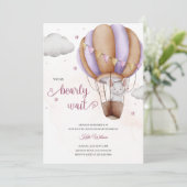 エアバルーンベビーシャワーに水色マウス 招待状 (スタンド正面)