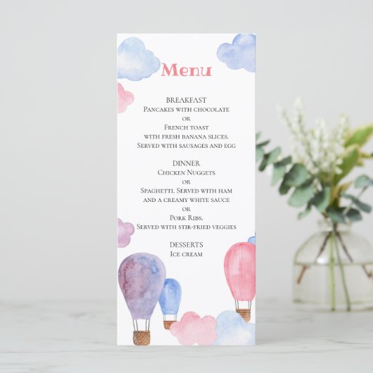エアバルーン子供メニュー子供の誕生日パーティーメニュー メニュー (スタンド正面)