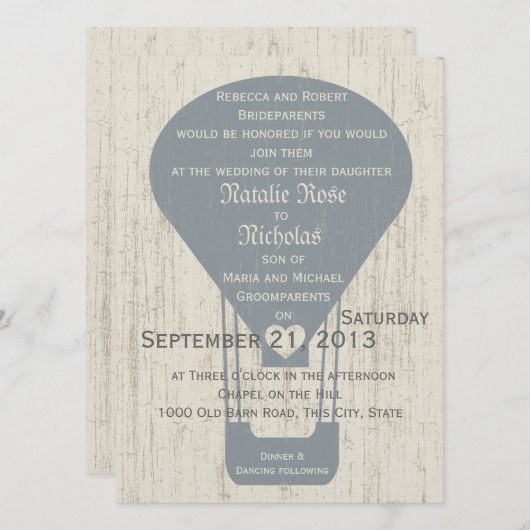 エアバルーン結婚の愛 招待状 (正面/裏面)