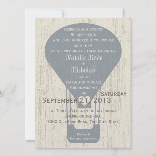 エアバルーン結婚の愛 招待状 (正面)