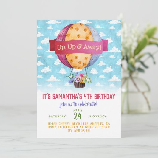 エアバルーン誕生日招待状 招待状 (スタンド正面)