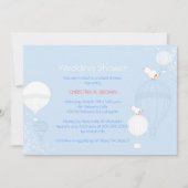 エアバルーン赤ちゃんブルーブライダルシャワー 招待状 (正面)