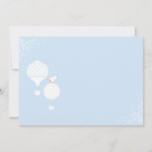 エアバルーン赤ちゃんブルーブライダルシャワー 招待状 (裏面)