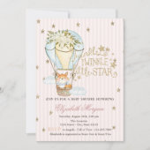 エアバルーン、キツネ、グリッタースターストライプのベビーシャワー 招待状 (正面)