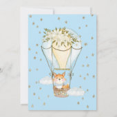 エアバルーン、キツネ、グリッタースターストライプのベビーシャワー 招待状 (裏面)