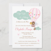 エアバロンジャングル動物のベビーシャワーの招待 招待状 (正面)