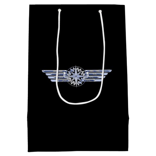 エアパイロットクロムウィングコンパスのような黒 ミディアムペーパーバッグ (裏面)