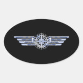 エアパイロットクロムウィングコンパスのような黒 楕円形シール (正面)