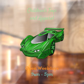 エアフォイル付きグリーンスポーツカーイラストレーション ウィンドウサイン (シート2)