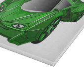 エアフォイル付きグリーンスポーツカーイラストレーション カッティングボード (角)