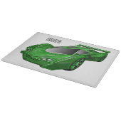 エアフォイル付きグリーンスポーツカーイラストレーション カッティングボード (角)