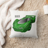 エアフォイル付きグリーンスポーツカーイラストレーション クッション (ブランケット)