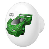 エアフォイル付きグリーンスポーツカーイラストレーション セラミックノブ (右)