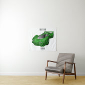 エアフォイル付きグリーンスポーツカーイラストレーション タペストリー (インサイチュ(横))