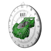 エアフォイル付きグリーンスポーツカーイラストレーション ダーツボード (正面右)