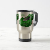 エアフォイル付きグリーンスポーツカーイラストレーション トラベルマグ (正面右)