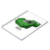 エアフォイル付きグリーンスポーツカーイラストレーション ノートブック (左側)