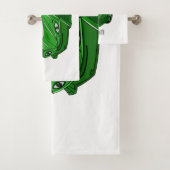 エアフォイル付きグリーンスポーツカーイラストレーション バスタオルセット (インサイチュ)