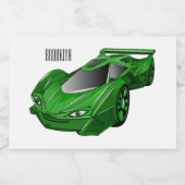 エアフォイル付きグリーンスポーツカーイラストレーション フードラベル (シングルラベル)